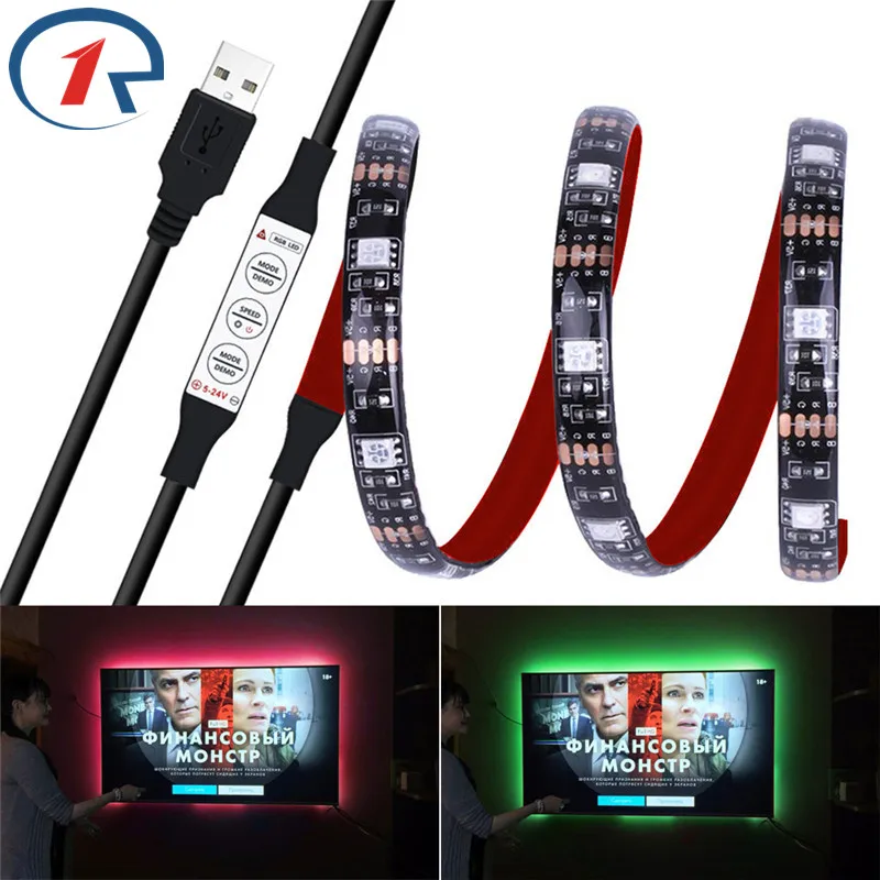 Светодиодная лента ZjRight гибкая Бытовая Led полоска с USB 5 В RGBW s PC TV комнатная