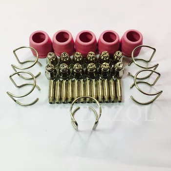 

SG55 AG60 34Pcs Consumables KIT Electrodes Sheild Cups TIPS Spacer Guide for Plasma Cutter Welder Torch 34PK