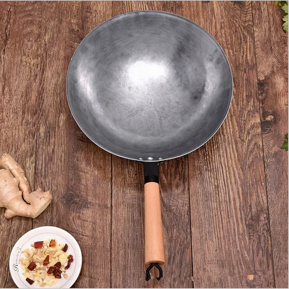 Woks High Quality Chinese Iron Wok Traditional Handmade Iron Wok Non-stick Pan Non-coating Gas Cooker Cookware