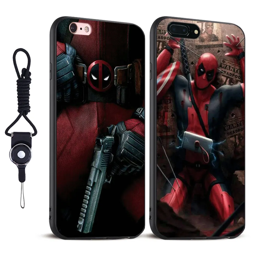 

Deadpool Fashion Coque Hang Rope TPU Soft Silicone Mobile Cell Phone Case Shell Bag For Apple iPhone 5 SE 5S 6 6S Plus 7 7Plus