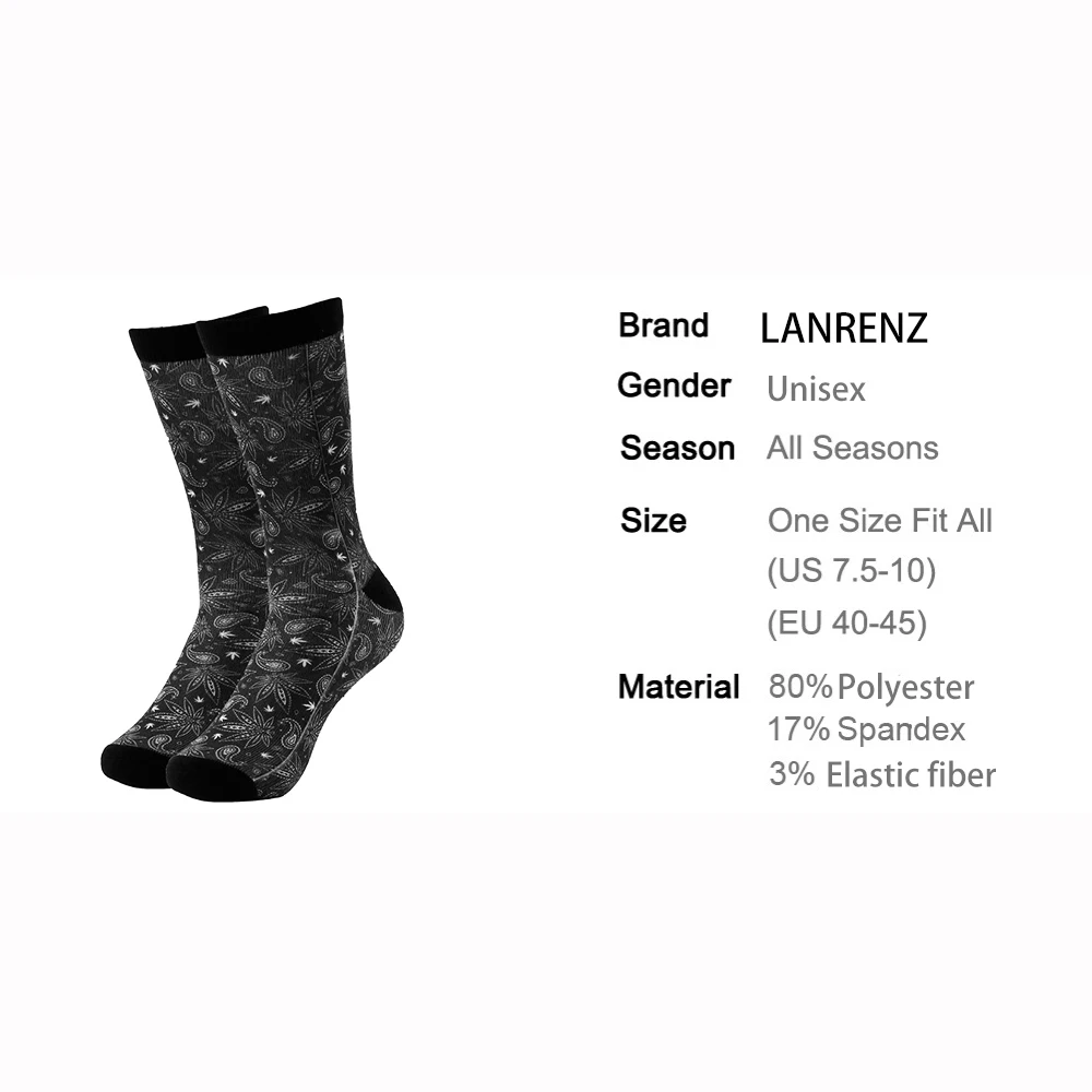 200 черный ретро шаблон печати мужчины и женщины Мода Смешные носки 3d печатные носки Вязание картина маслом Компрессионные носки