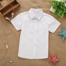 Белая рубашка для мальчиков белая рубашка с короткими рукавами для девочек детское платье для мальчиков хлопковая большая белая детская школьная форма для выступлений