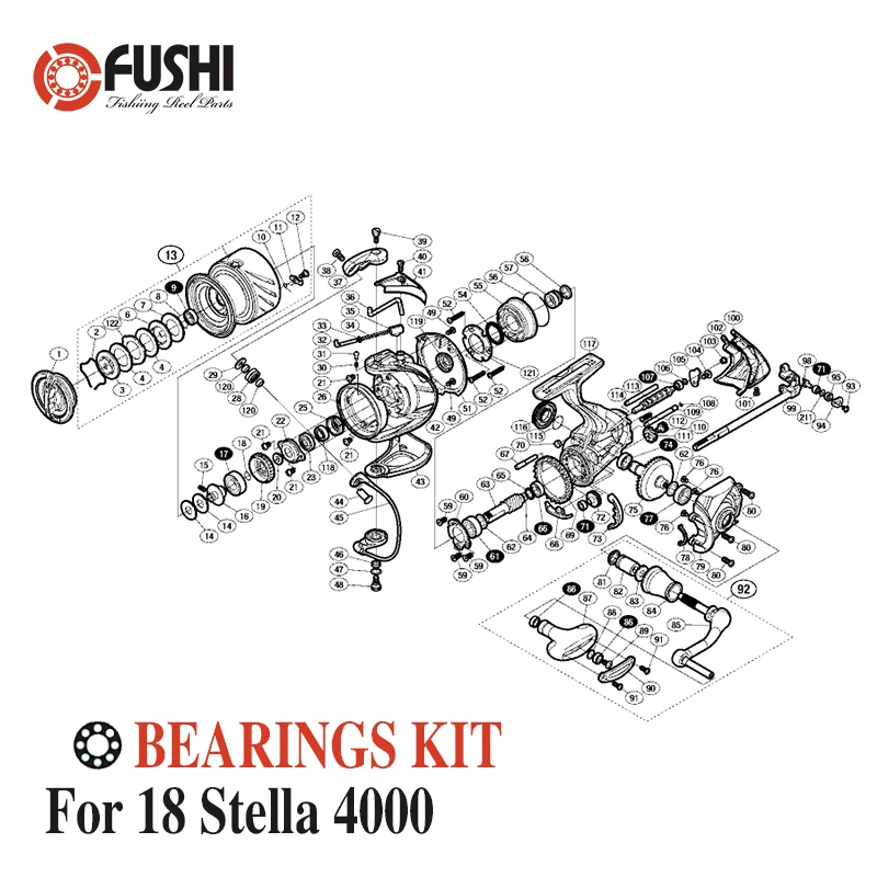 Fishing Reel Stainless Steel Ball Bearings Kit For Shimano 14 Stella 3000 HG 4000 4000 X G Spinning reels Bearing Kits