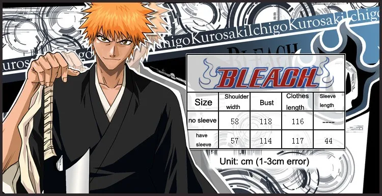 Cosplay&Ware [7]Anime Bleach Cosplay Costumes Capes 1st To 11th 12th 13th Division Captains Cloaks With Sleeve Coat Halloween -Cosplay&Ware anime Shop