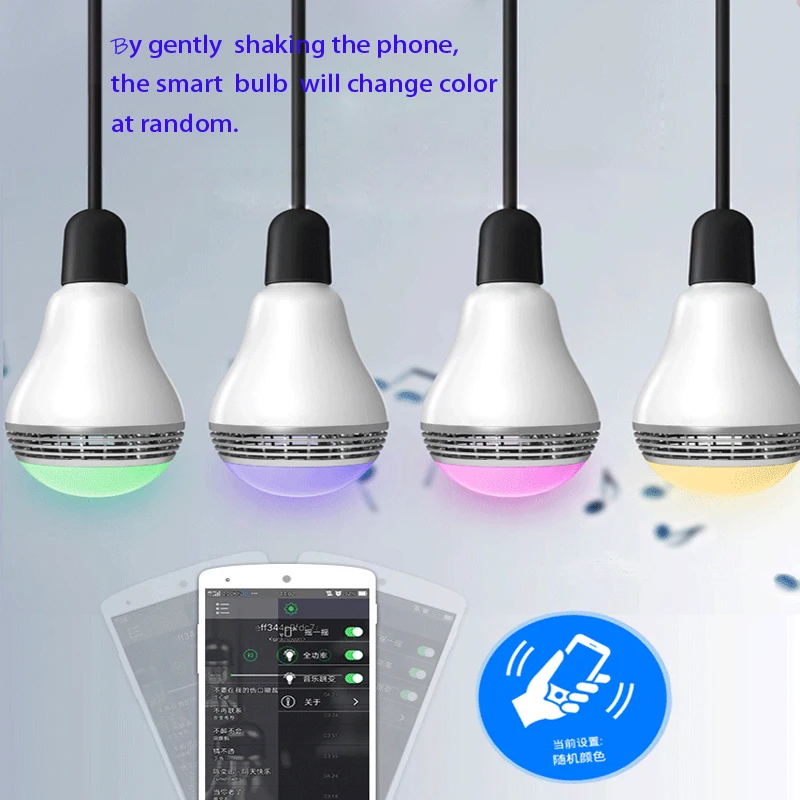 

Intelligent Bulb Light LED 8W Bluetooth Speaker Music Playing RGBW E27 Lamp Dimmable Smart Cellphone Control GentelWay