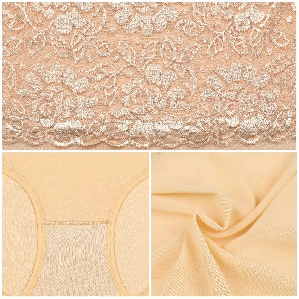 Wealurre Seamless Modal High Waist Panties Plus Size Body Shaper Briefs Soft Lingerie Ice Silk Lace Floral Underwear Women