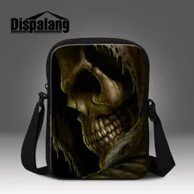 Новинка г. мини Курьерские сумки для Для мужчин прохладный 3D Череп печати Сумки через плечо Детская сумка Детский сад Школьные ранцы