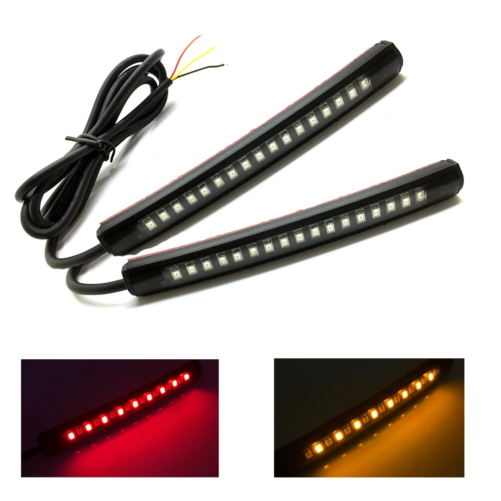 BJMOTO Pair Universal LED Motorcycle Turn signal Indicators Tail Brake