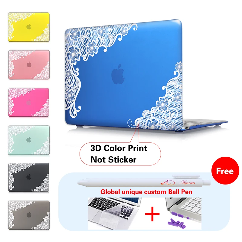 

White Lace Crystal Matte Hard Case Cover for Macbook Pro 13.3 15.4 Pro Retina 12 13 15 inch Macbook Air 11 13 Laptop Shell