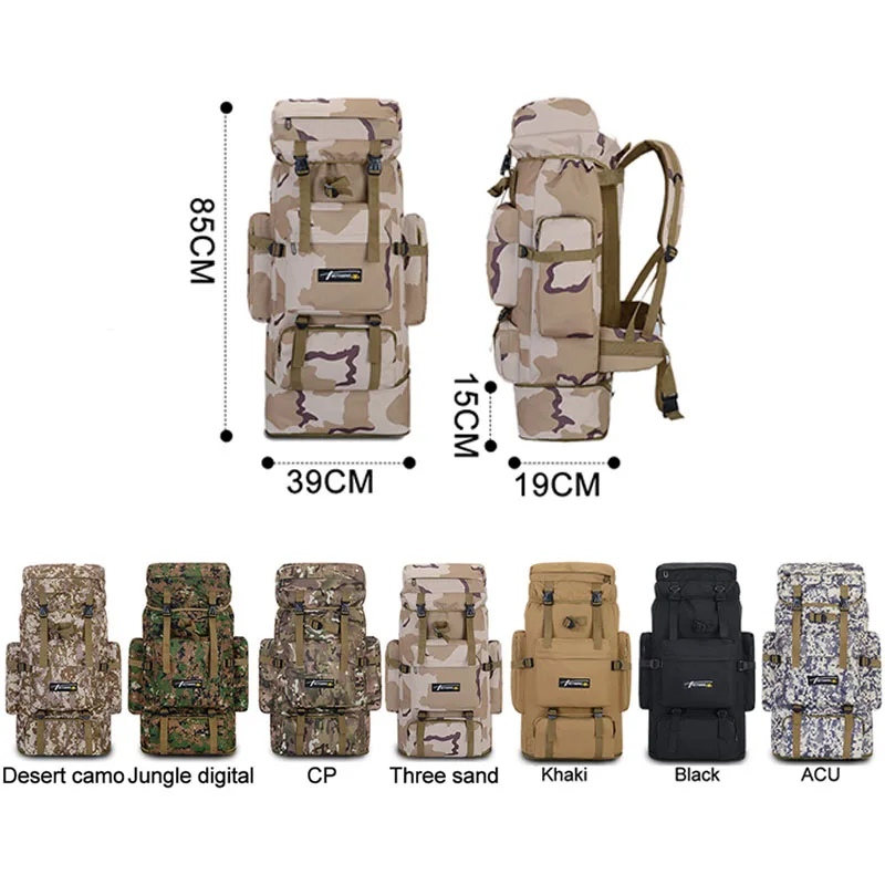 70L 85L Tactical Bag Military Backpack Mountaineering Men Travel Outdoor Sport Bags Molle Hunting Camping Rucksack 2019 XA686WA