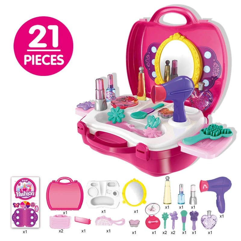 Bonecas do Bebê Presente para Meninas Crianças do Miúdo Maquiagem Fingir Jogar Conjunto Casa Fazer Simulação Brinquedos Educativos Faça Você Mesmo Cosméticos Bebês 4 Móveis de brinquedos