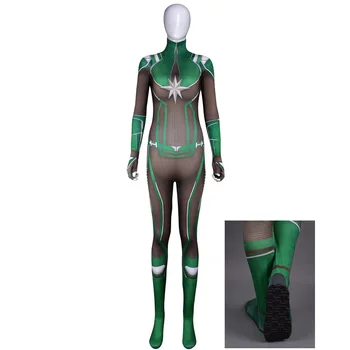 

Captain Marvel Carol Danvers green Cosplay Costume Outfit Women and kids Halloween Carnival Cosplay Costumes