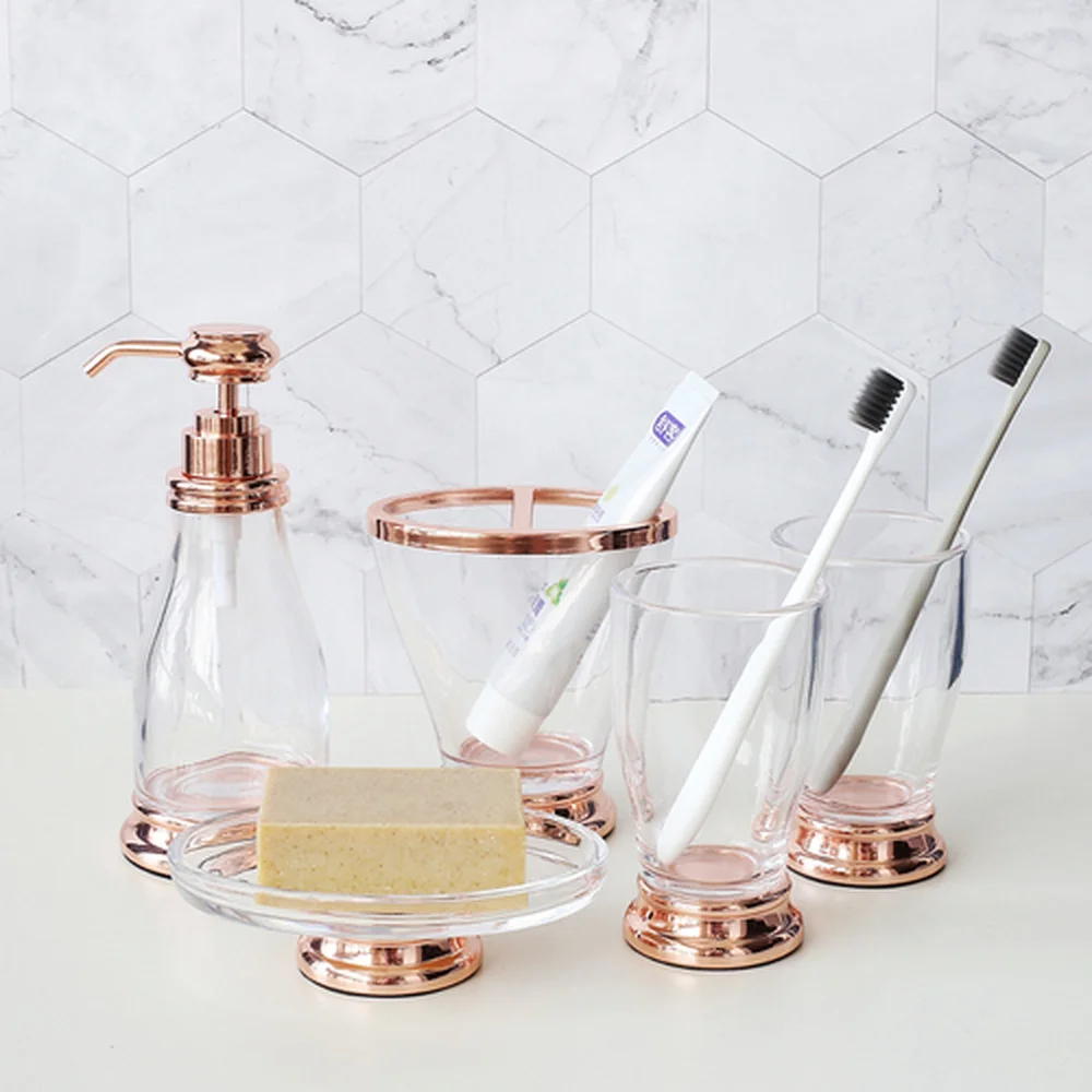 Bathroom five-piece Nordic style simple brushing cups mugs bathroom European-style bathroom wash set lo881132 Bathroom five-piece Nordic style simple brushing cups mugs bathroom European-style bathroom wash set lo881132