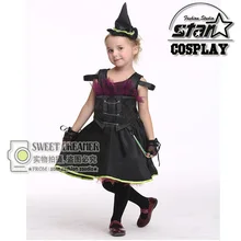 Hot Sale Witch Costume Fancy Children Halloween Costume Girls Cosplay Fancy Gauze Dresses Carnival Masquerade Kids