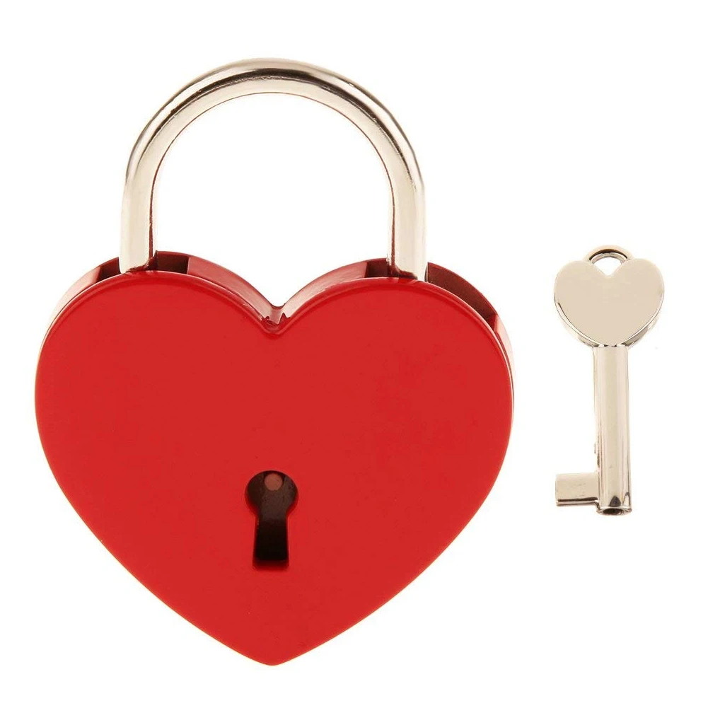 

One Pack Heart Shape Padlock With Key Small Metal Heart Shaped Padlock Mini Lock With Key For Jewelry Box Storage Box Diary Book