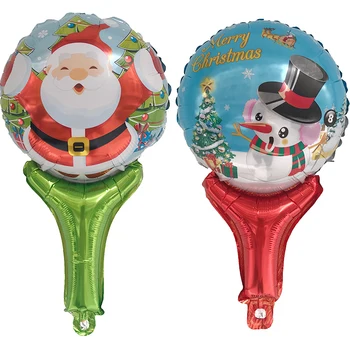 

50pcs Santa Claus Snowman Hand stick foil balloon Christmas day series party decoration balloons kids toy