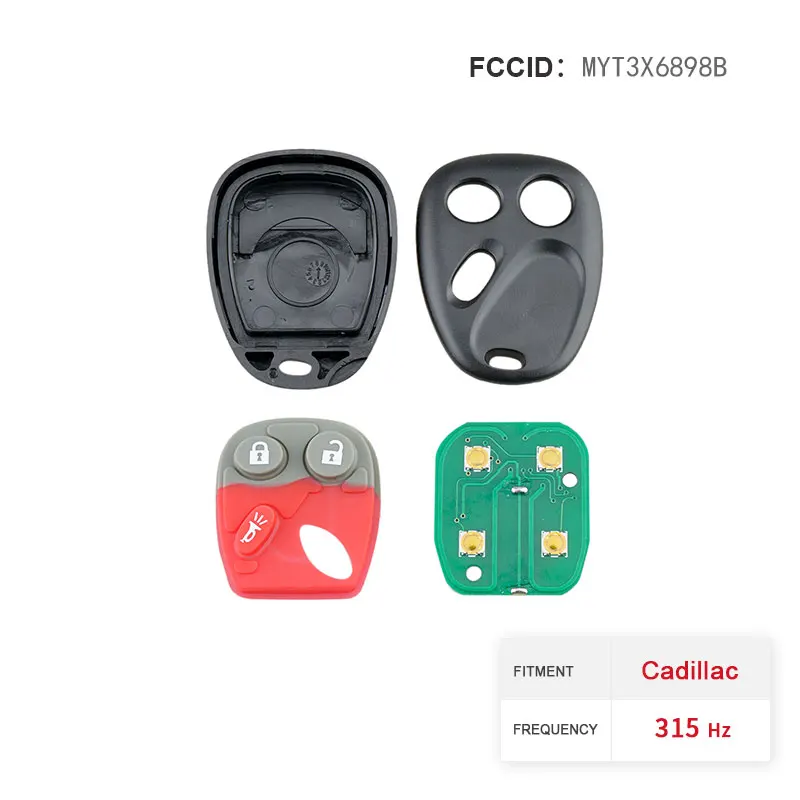 

Dzanken 3 Buttons Remote Car Key 315MHz for GMC Envoy Trailblazer MYT3X6898B& Transponder Chip & Uncut Blade