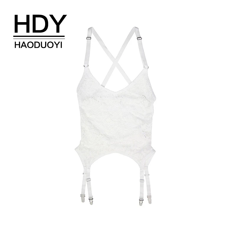 HDY Haoduoyi сексуальное нижнее белье для женщин, кружевной белый топ с подвязками, эротический топ с открытой спиной на бретелях, бра