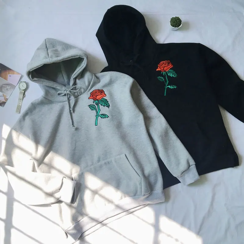 rose embroidered hoodie mens
