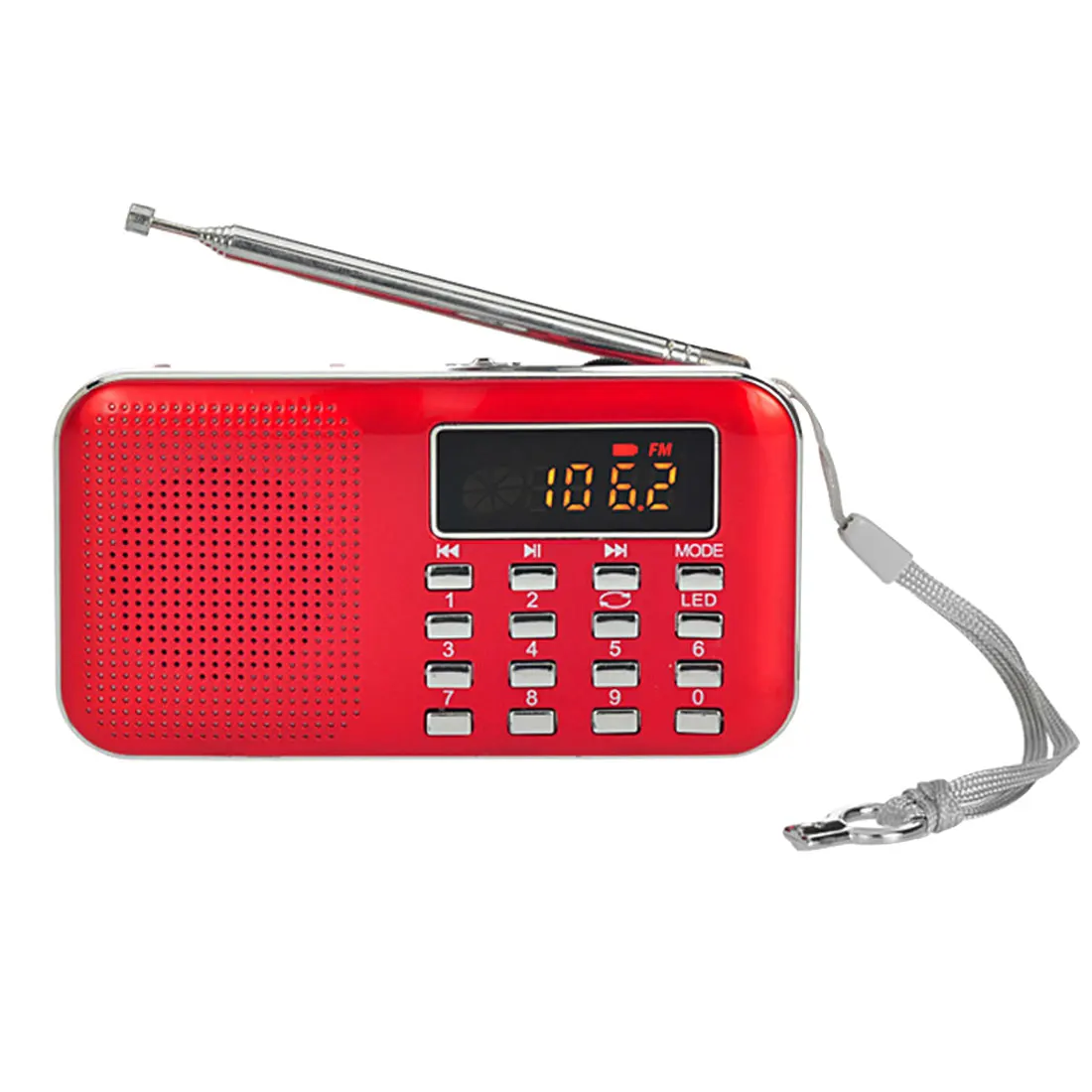 Мини портативный радио динамик стерео lcd Цифровой FM USB TF карта Mp3 музыкальный плеер с светодиодный светильник и перезаряжаемой батареей - Цвет: Red