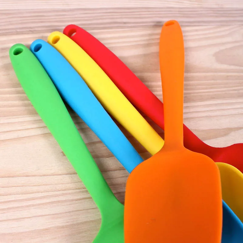  Silicone Colorful Batter Spatula Cake Cream Mixer Baking Scraper Long Handled Can Be Hung Bakeware 