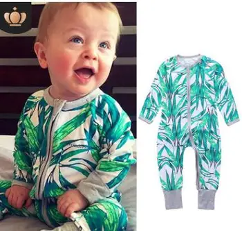 

Hot Sales Baby Clothing 2019 Spring Autumn Baby Clothes Jumpsuit Bamboo Leaf Cotton Baby Onesies Zipper Newborn Romper