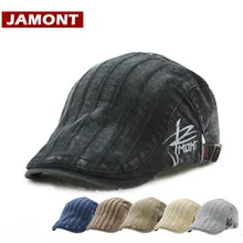 [JAMONT] Повседневная мужская кепка, козырьки, полосатые береты, шапка, хлопок, Gorras, плоская кепка s, новинка, Ретро стиль, Кепка