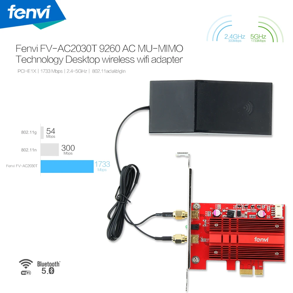 Двухдиапазонный беспроводной AC2030-ac 9260 PCIE WiFi BT 5,0 MU-MIMO 802.11ac 2,4G: 300 M/5 Ghz: 1730Mbp Настольный WiFi адаптер для Windows 10