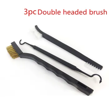 

Free shipping 3pcs double head hook brush polishing and rust removal gun care rifle wire brass ended nylon pick