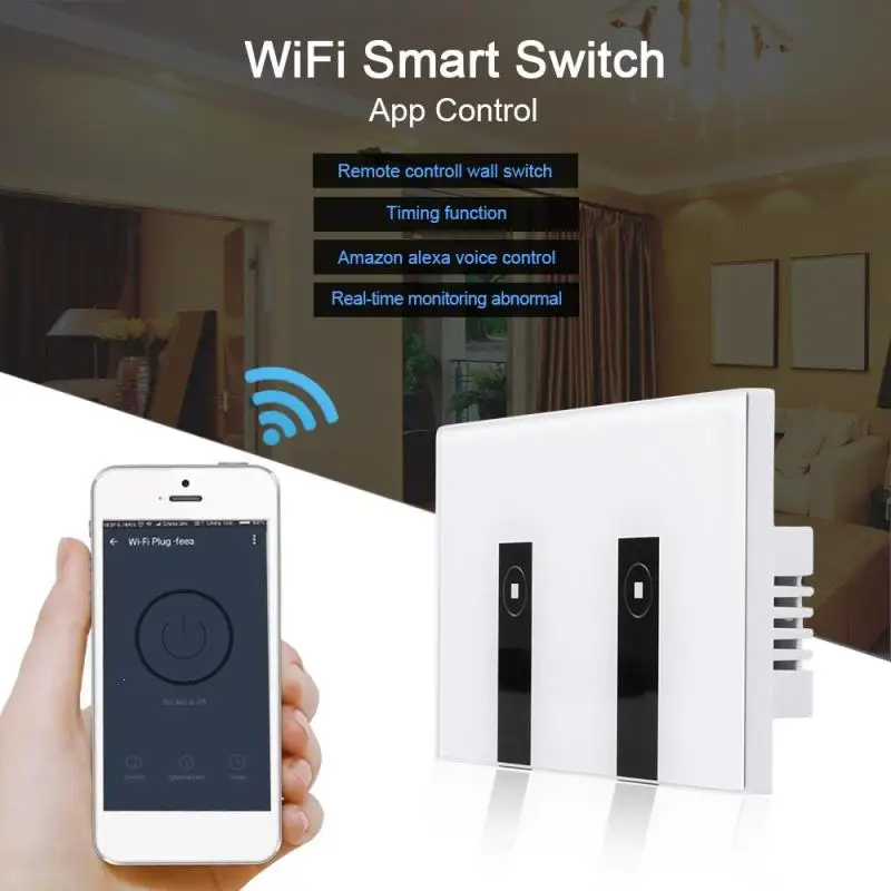 

US Touch LED Light Switch Capacitive Touch Switch 433mhz 2 Gang 1 Way Touch Sensor Switch Plate Touch Switch AC110-240V Z35