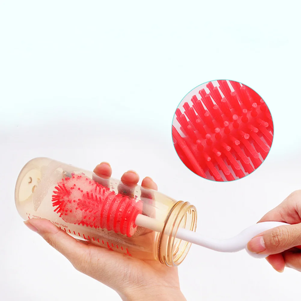 

Food-grade Silicone Cleaning Tool Long Handle Household Soft Baby Multi-functional Washing Cup Feeding-bottle Brush Hangable