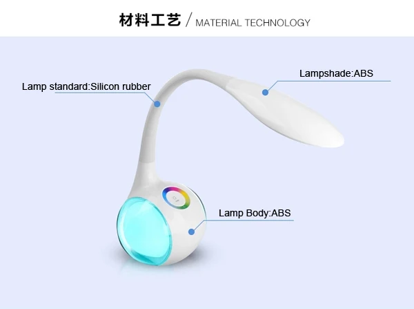 Горячая Распродажа, портативный фанки светодиодный настольный светильник, лампа для чтения, защита глаз, сенсорная, красочная, бодибаза, для внутреннего применения
