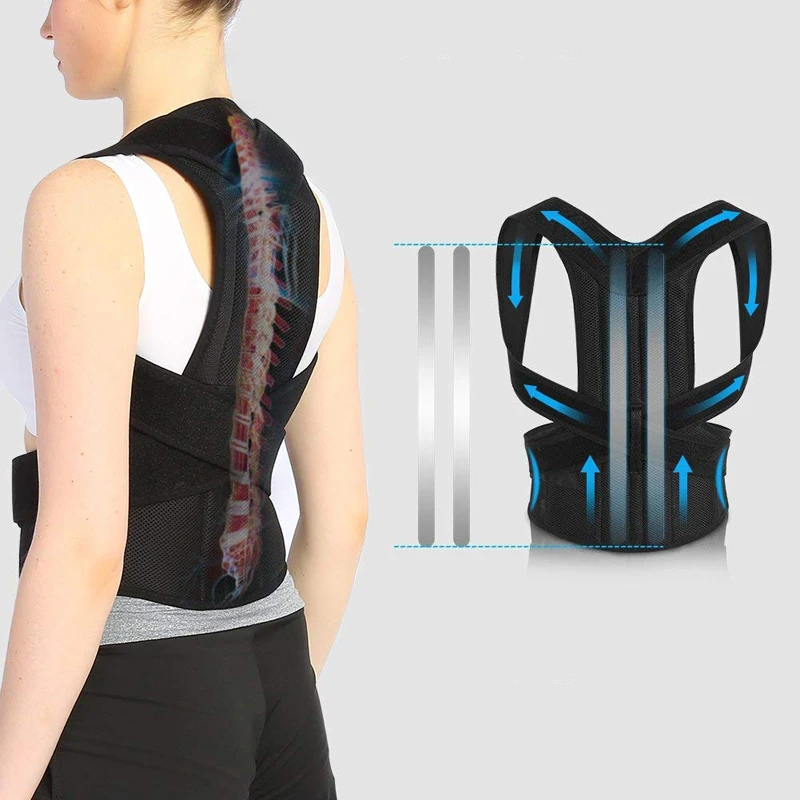 Adjustable Posture Support Back Brace Fit for Men and Women Supports