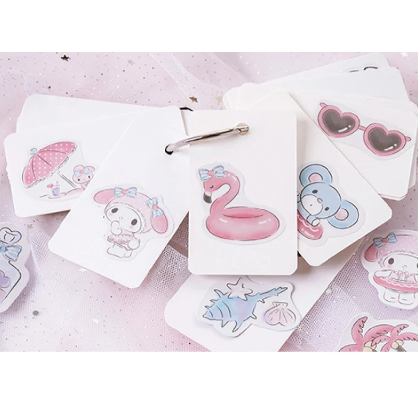20 упаковок/партия Kawaii наклейки маленький порезной мультфильм канцелярские наклейки приморский праздник наклейки в коробках подарок для девочки