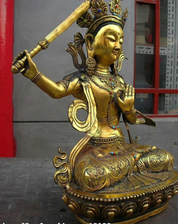 

bi003110 19"Tibet Temple bronze Copper gild Green TARA Kwan-Yin Guan Yin buddha statue