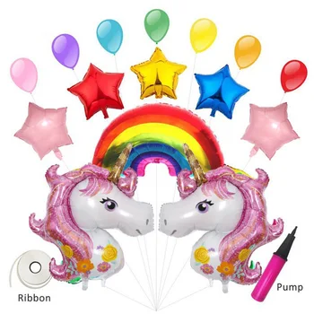 

Pop unicorn balloons rainbow star Aluminum foil Inflatable balloon set Fashion birhtday party Hundred Day Banquet decoration