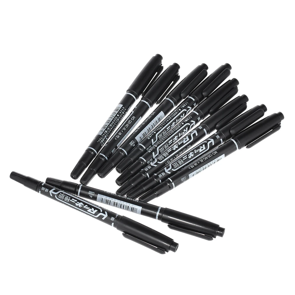 10Pcs Double headed Black Tattoo Skin Marker Pen Tattooing Piercing