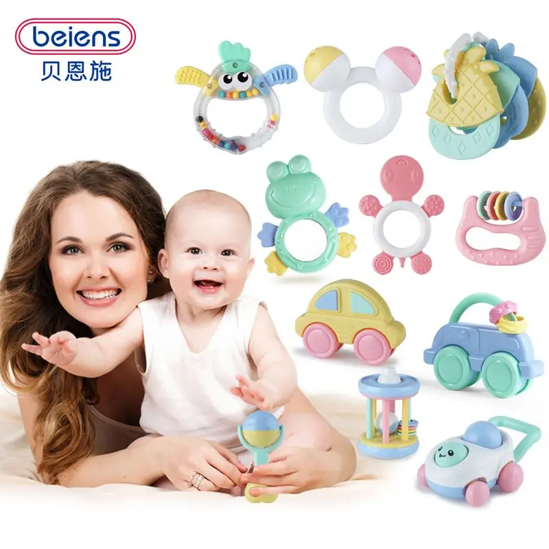 

Beiens Baby Rattles Toys 12pcs Teether Music Hand Shake Bell Newborns Plastic Animal Rattles Educational Baby Toys 0-12 Months