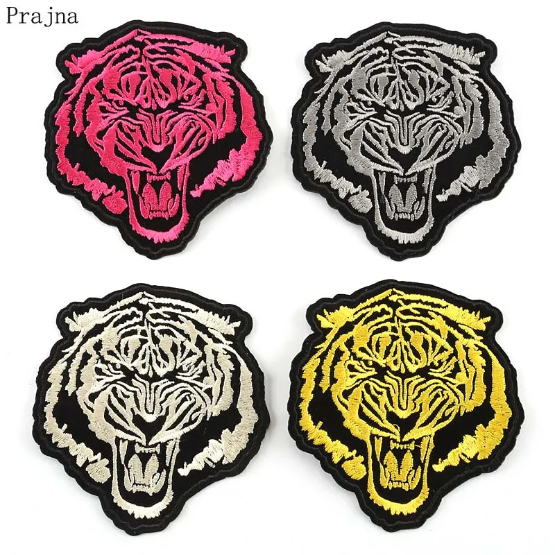 

Prajna Punk Biker Cloth Patch Rock Tiger Head Patch Stalker Cheap Embroidered Ironing Patches Badge Parches For Clothes Stripes