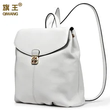 QIWANG Mujeres Mochila de Cuero Genuino Suave de Cuero Real Mochila Mochilas para Adolescentes de Verano Femenino de La Manera