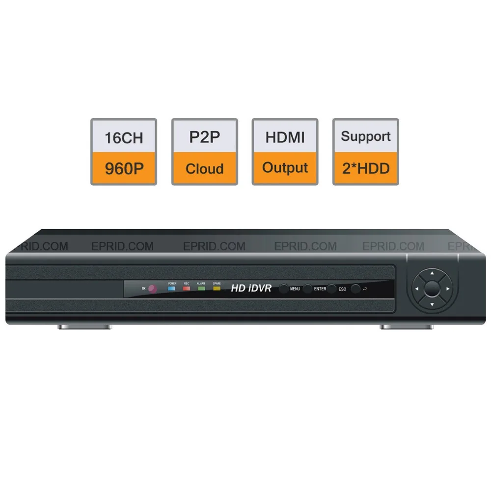 16CH HD 960P Realtime HDMI Output P2P Cloud 1 25U CCTV Network NVR ONVIF