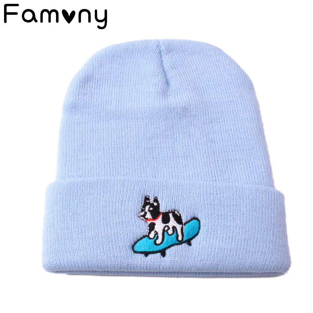 

Candy Color Solid Knitted Baby Hat Foldable Brim Beanie Washable Durable Baby Cap Embroidered Skateboard Puppy Infant Headwear