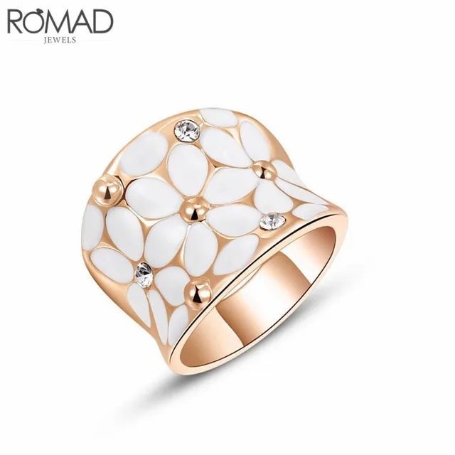 GS Top Quality Austrian Crystal Women Rings Rose Gold Color Flower Rhinestone Rings for Women Ladies Stainless Steel Men Ring G2
