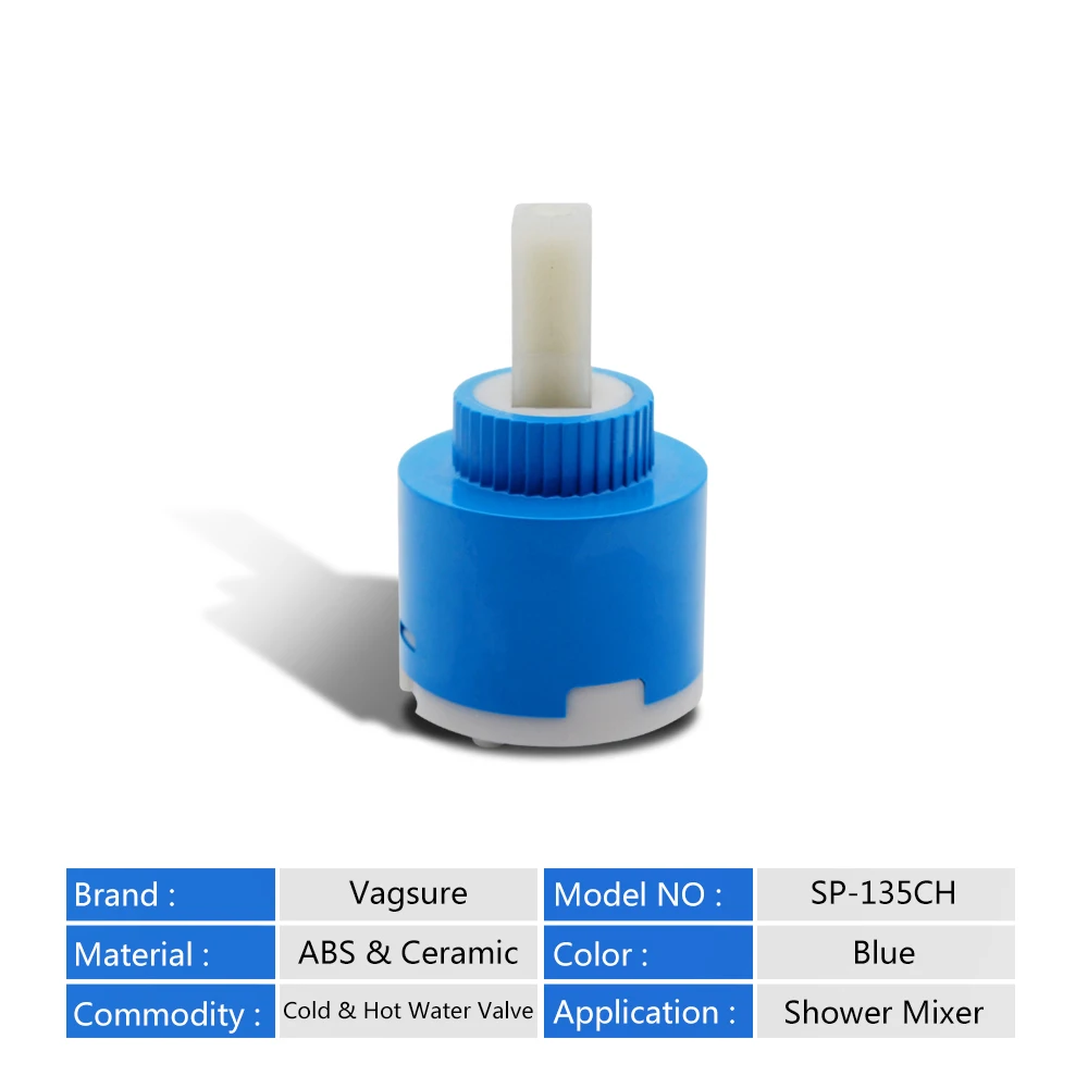 40mm Ceramic Disc Cartridge Cold & Hot Inlet Water Mixing Valve Shower Faucet Mixer Column Bar Tap Bath Plastic Valve Bathroom