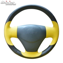 BANNIS Couro Genuíno Tampa Da Roda de Direcção Do Carro para 2005-2009 Kia Rio Rio 2007 Hyundai Accent Hyundai Getz