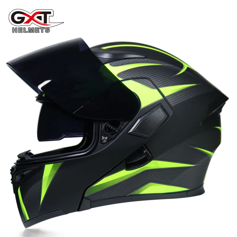 Мотоциклетный шлем GXT с откидной крышкой светозащитный на все лицо гоночный