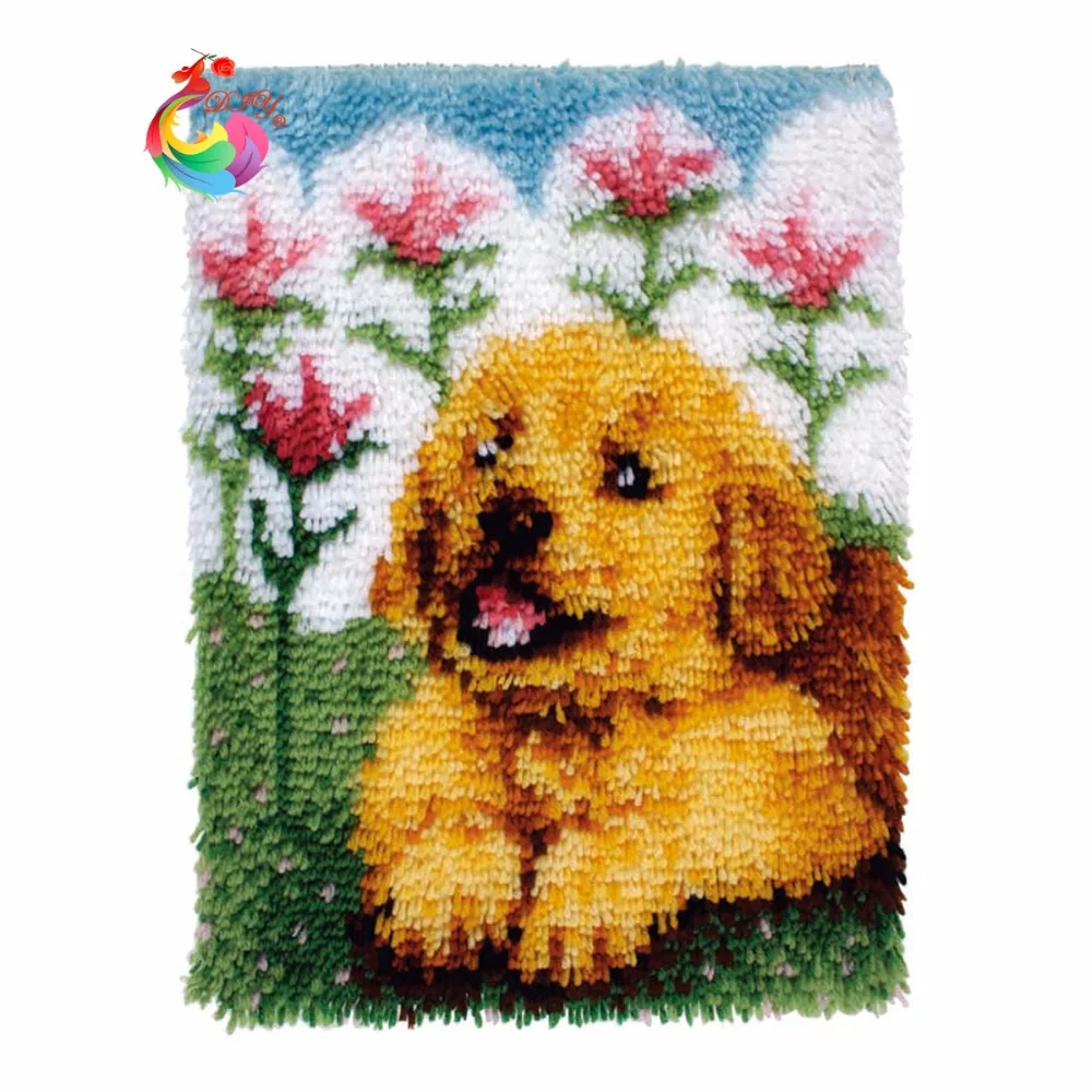 Hot Latch Hook Rug Kits DIY Needlework Unfinished Crocheting Rug Yarn