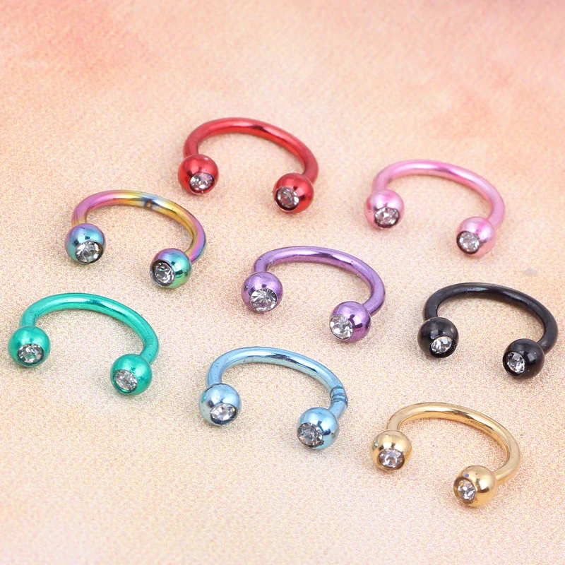 100 Pieces Anodized Circular Barbell Horseshoe Piercing CBB Septum Lip