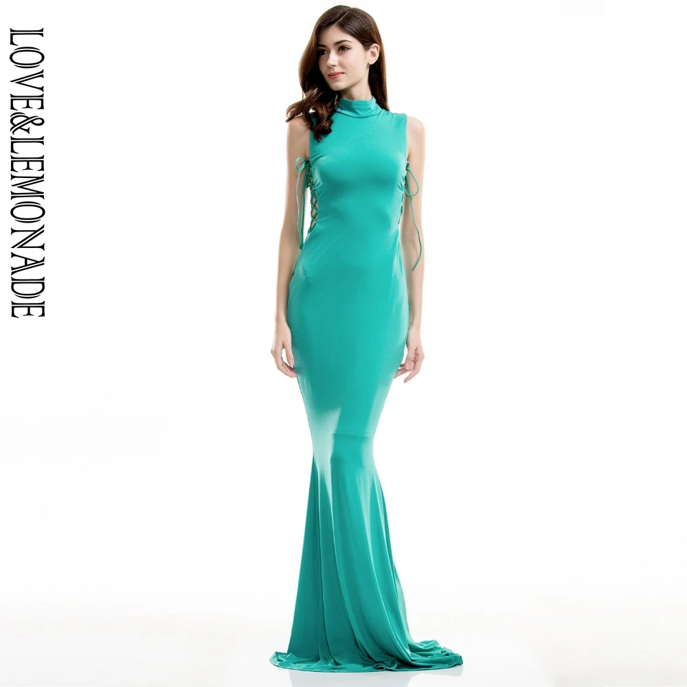 

Love&Lemonade Green Cut Out Cross Long Dress TB 9391