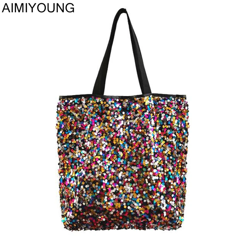 

AIMIYOUNG Women Shoulder Bags Sequin Handbags Shiny Shining Large Tote Bags Female Designer Handbags Bolsa Feminina Bolsos Mujer